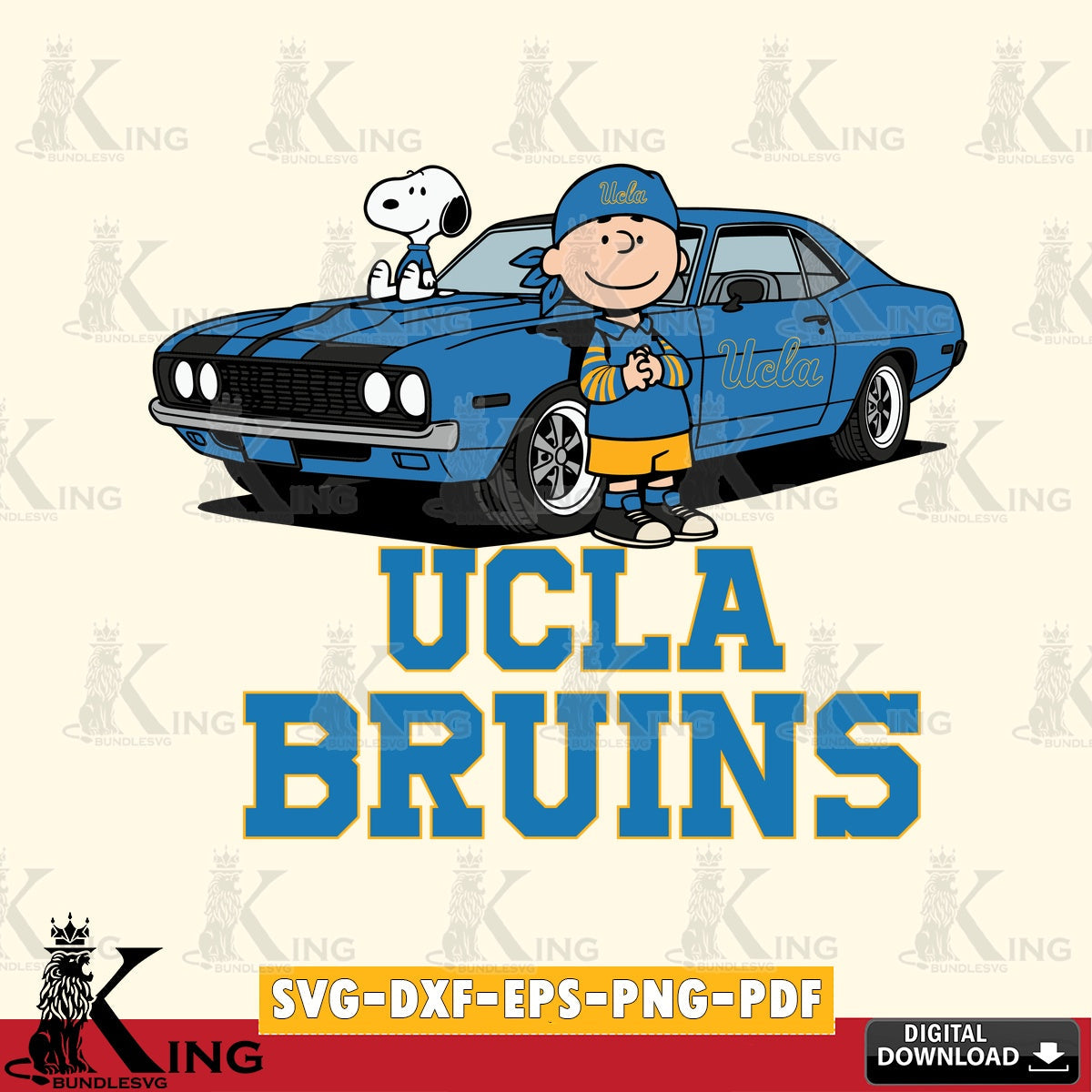 UCLA Bruins Peanuts Muscle Car SVG, Cricut, Cut file , Digital Download , Instant Download, Peanuts svg, NCAA svg, Football svg, Sport svg