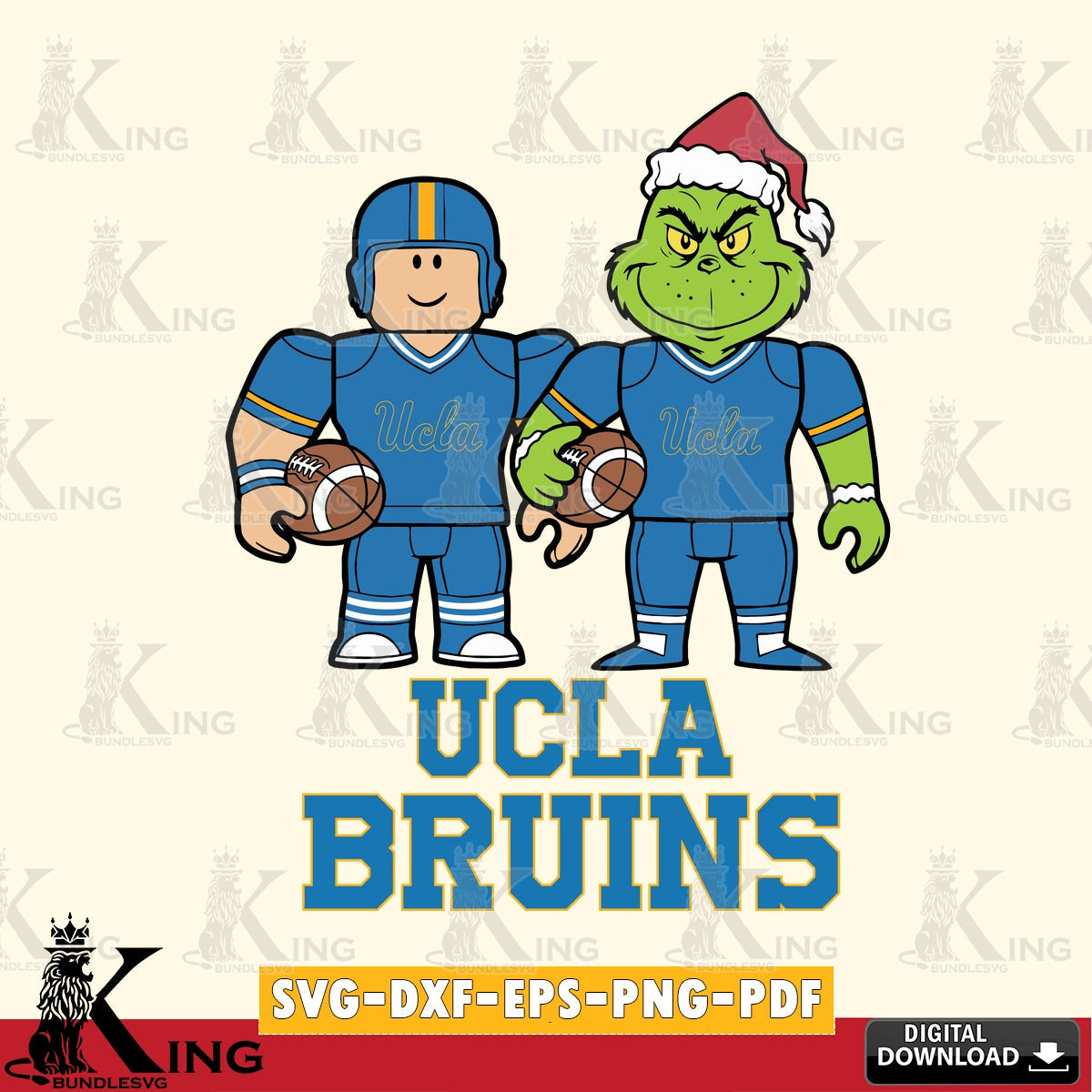 UCLA Bruins Roblox & Grinch Football SVG file , NCAA Cricut, File cut , Digital Download , PDF File