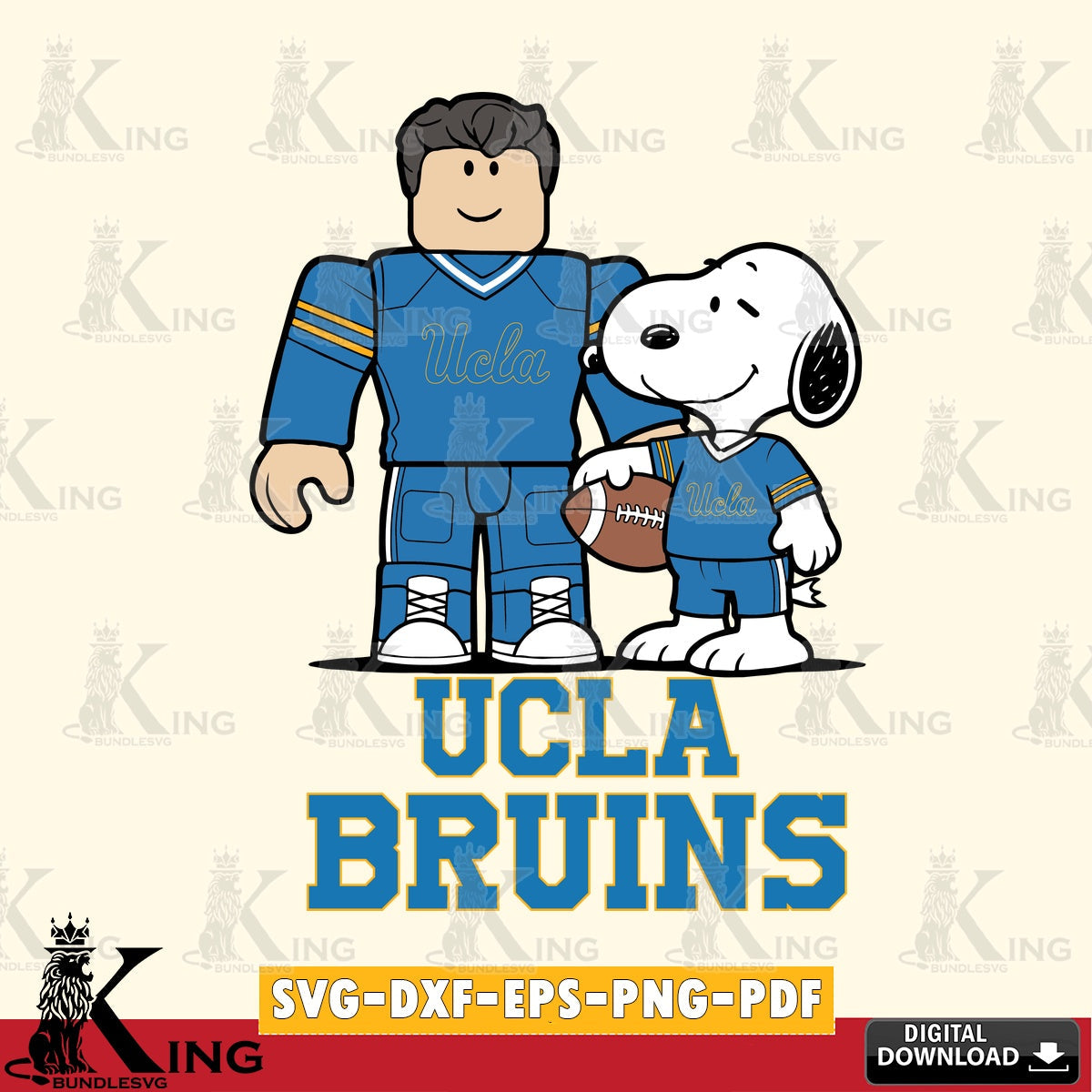 UCLA Bruins Roblox & Snoopy Football SVG file , NCAA Cricut, File cut , Digital Download , PDF File