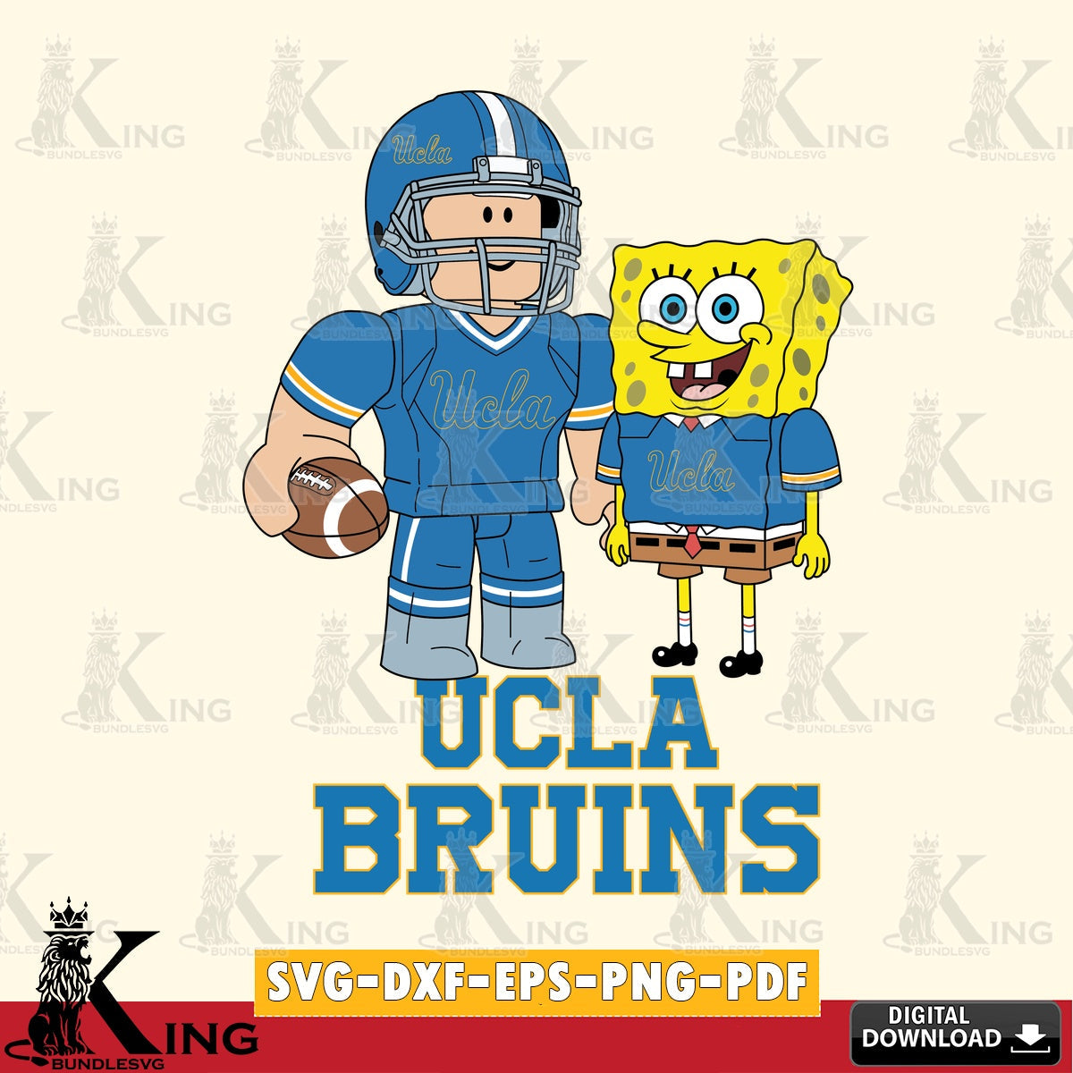 UCLA Bruins Roblox & Spongebob Football SVG file , NCAA Cricut, File cut , Digital Download , PDF File