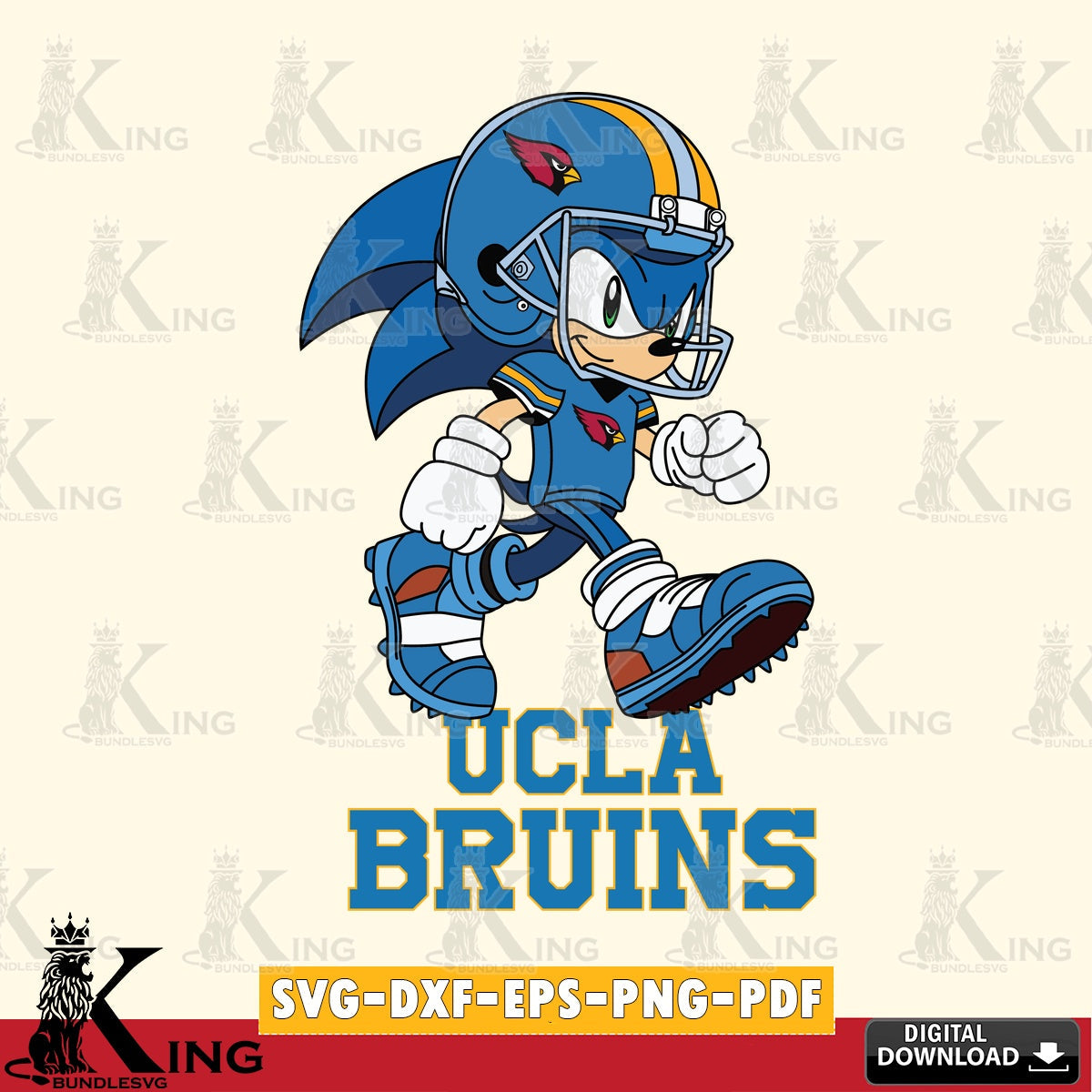 Beautiful illustration of UCLA Bruins Sonic Ready Football vector art for engraving, cutting, and printing