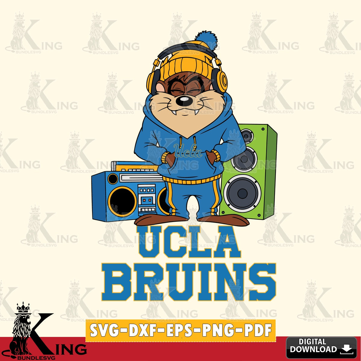 UCLA Bruins Taz Hip Hop SVG file, Cut file , Digital Download , Instant Download, Taz svg, NCAA svg