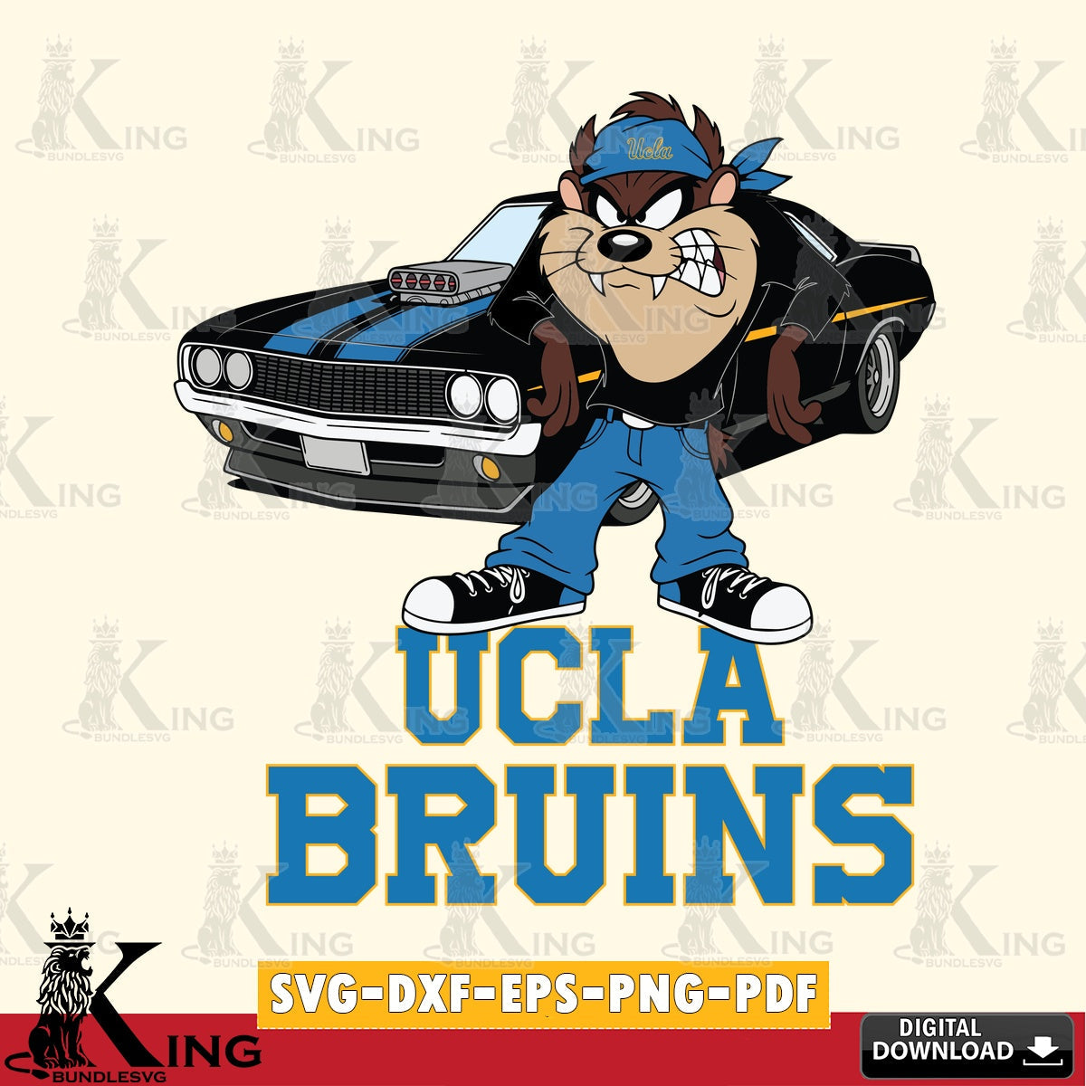 UCLA Bruins Taz Racing Car SVG file, Cut file , Digital Download , Instant Download, Taz svg, NCAA svg