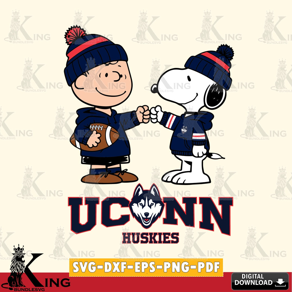 UConn Huskies CharlieBrown Football Fist Bump SVG, Cricut, Cut file , Digital Download , Instant Download, Peanuts svg, NCAA svg, Football svg, Sport svg