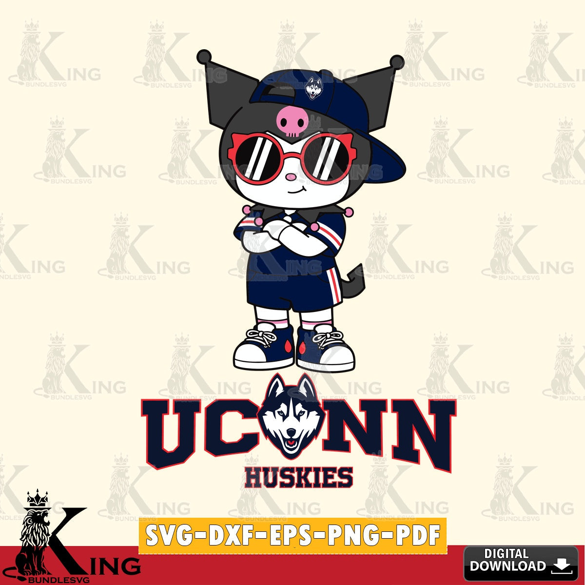 UConn Huskies Kuromi Football Jersey SVG file, Cricut, Cut file , Digital Download , Instant Download, Sanrio svg, Clipart