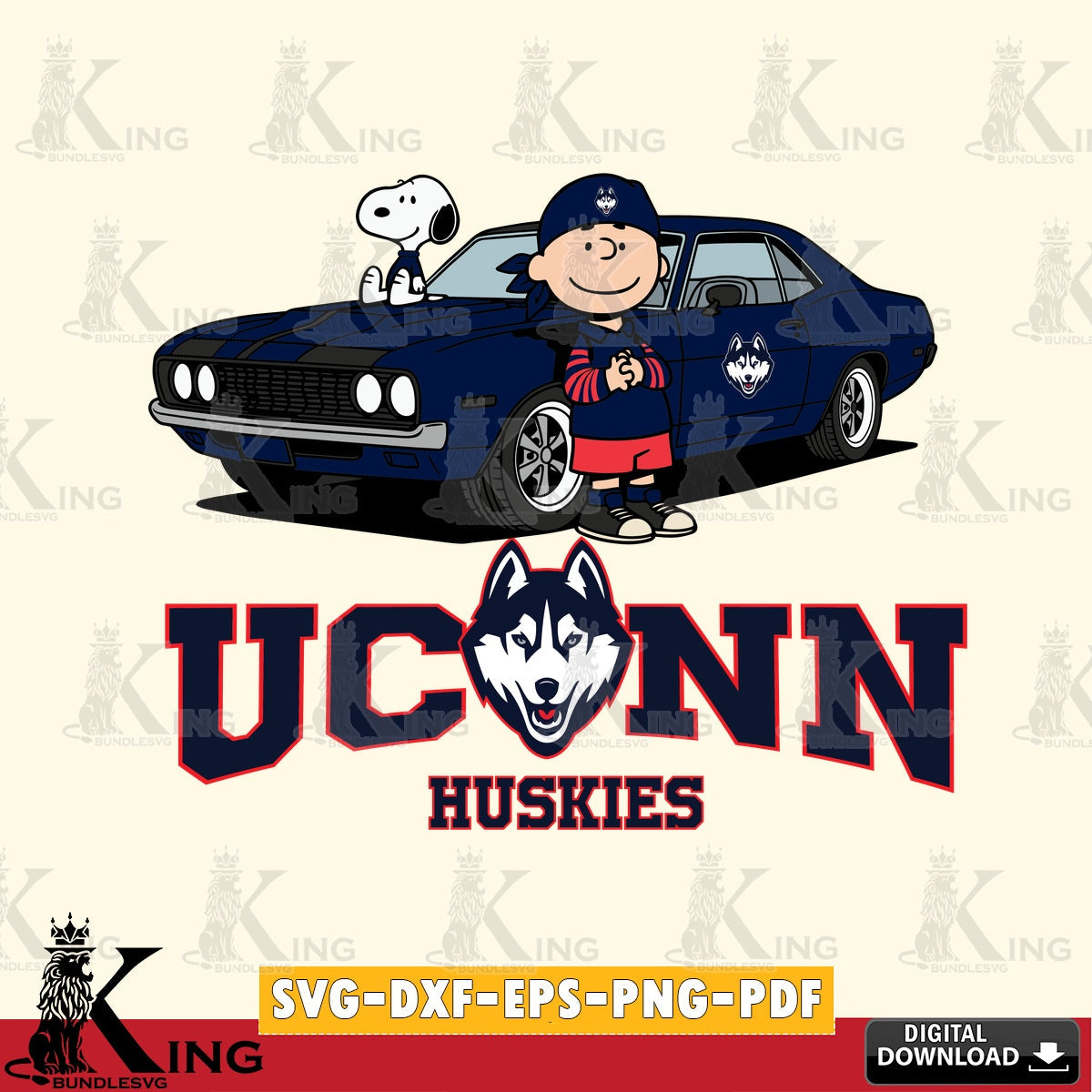 UConn Huskies Peanuts Muscle Car SVG, Cricut, Cut file , Digital Download , Instant Download, Peanuts svg, NCAA svg, Football svg, Sport svg
