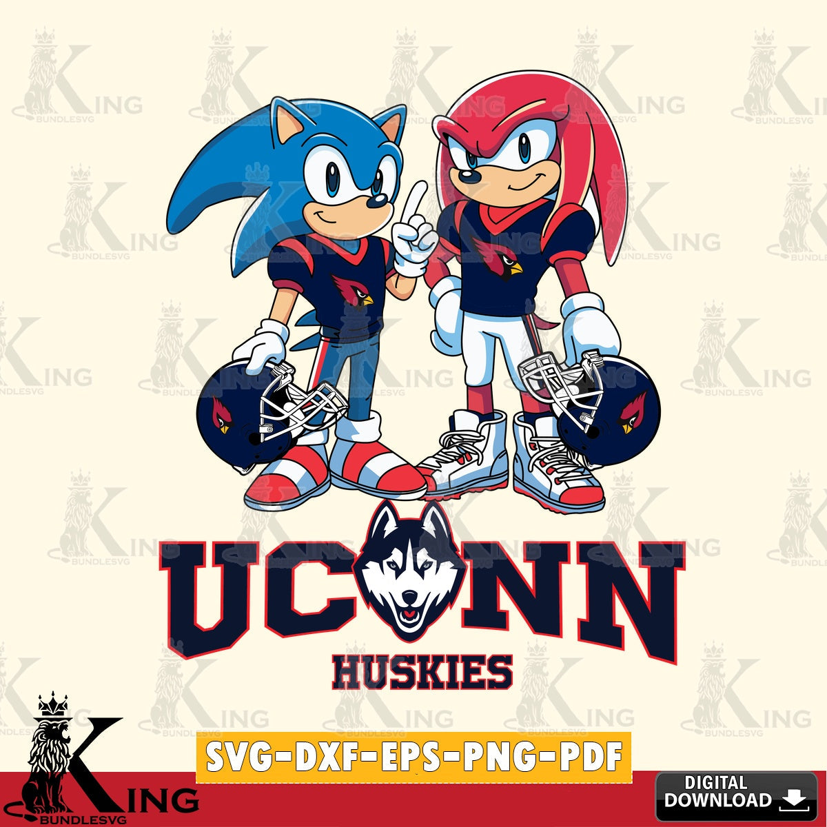 UConn Huskies Sonic And Knuckles Football SVG file, Vector , Digital Download , PDF File , Instant Download