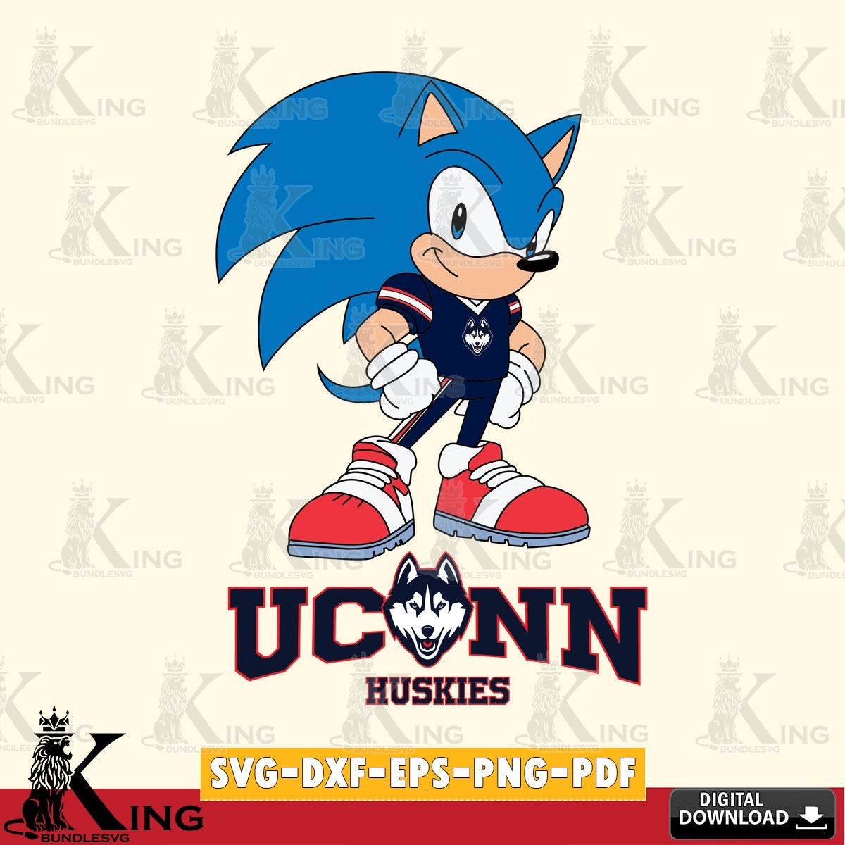 UConn Huskies Sonic Football Star Mascot SVG file, Vector , Digital Download , PDF File , Instant Download