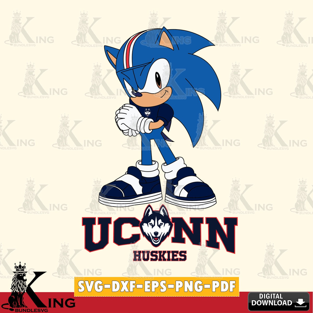 UConn Huskies Sonic cute Football SVG file, Vector , Digital Download , PDF File , Instant Download