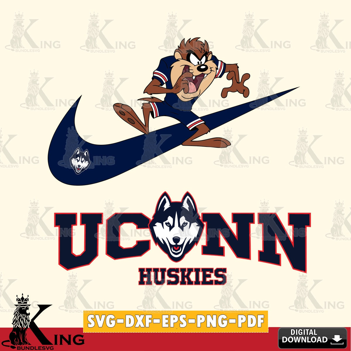 UConn Huskies Taz Football Nike SVG file, Cut file , Digital Download , Instant Download, Taz svg, NCAA svg