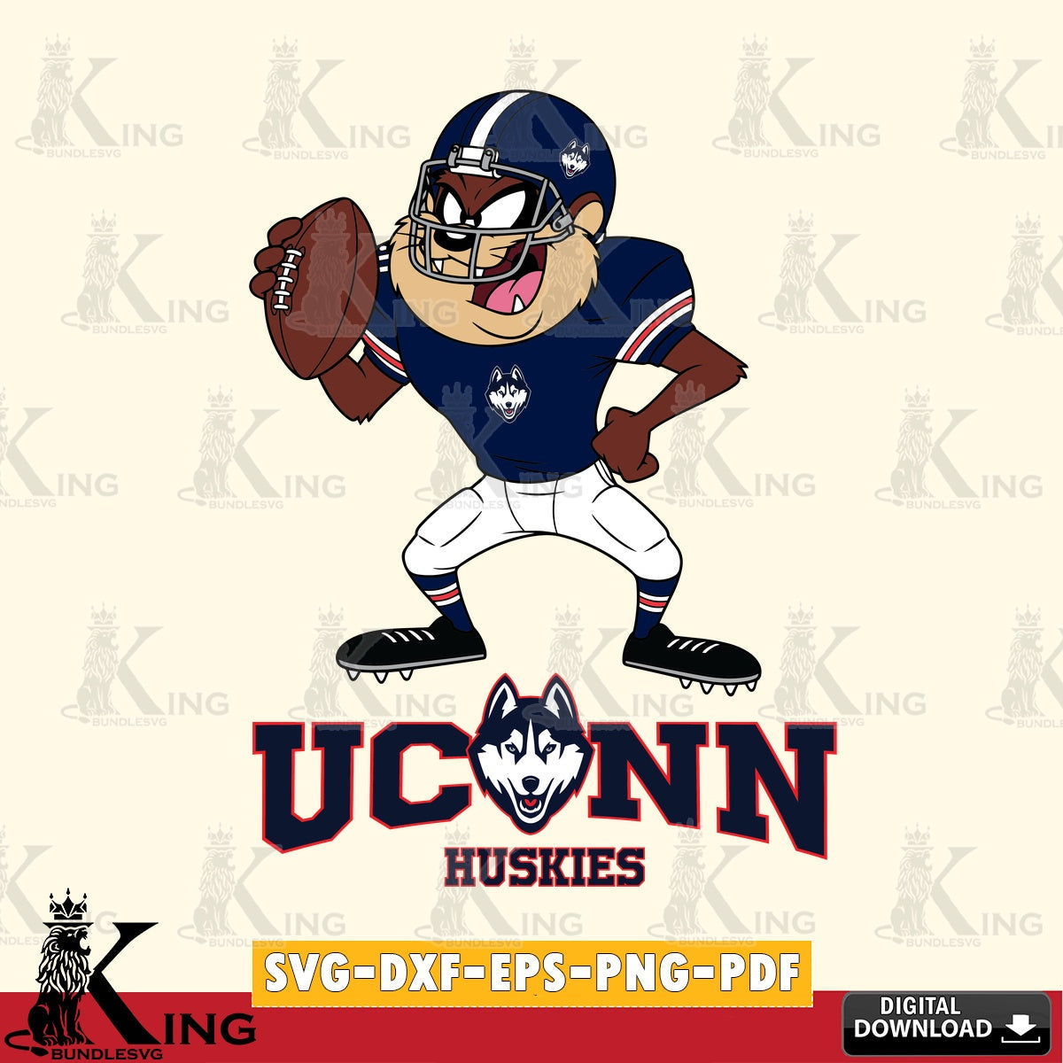 UConn Huskies Taz Football Player SVG file, Cut file , Digital Download , Instant Download, Taz svg, NCAA svg