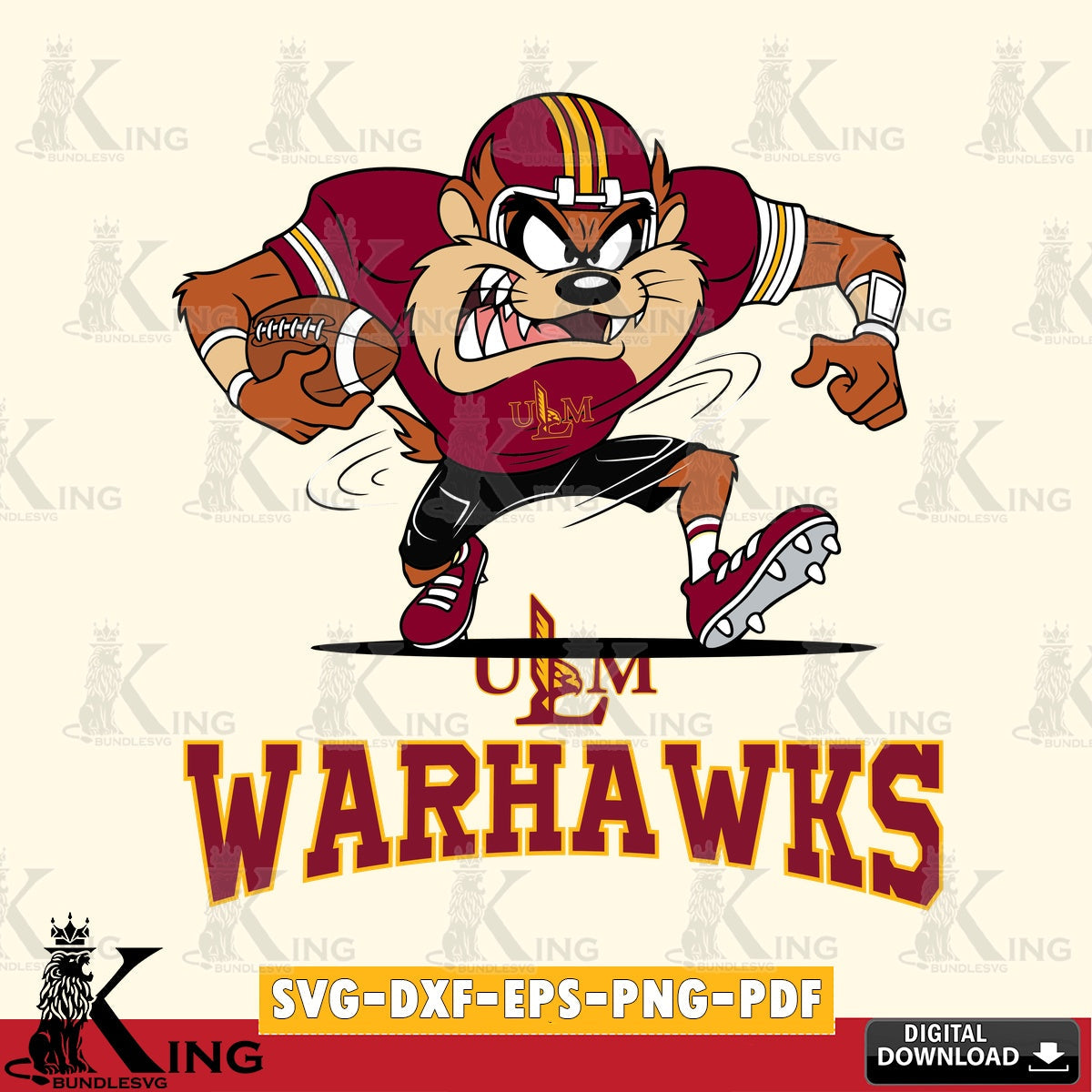 UL Monroe Warhawks Taz Football Helmet SVG file, Cut file , Digital Download , Instant Download, Taz svg, NCAA svg