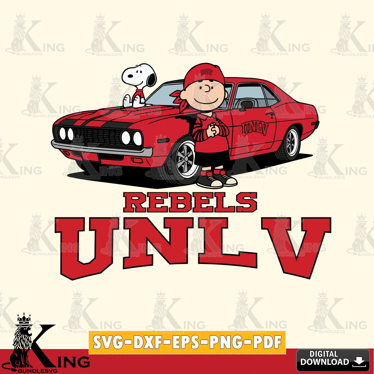 UNLV Rebels Peanuts Muscle Car SVG, Cricut, Cut file , Digital Download , Instant Download, Peanuts svg, NCAA svg, Football svg, Sport svg