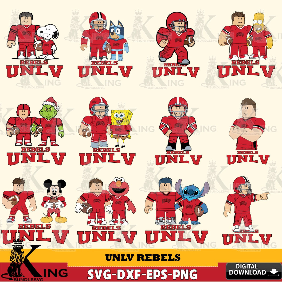 UNLV Rebels Roblox With Friends football NCAA Bundle SVG file , NCAA Cricut, File cut , Digital Download , PDF File