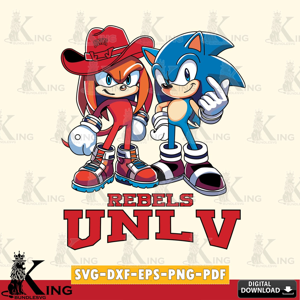 UNLV Rebels Sonic & Knuckles Football Mascot SVG file, Vector , Digital Download , PDF File , Instant Download