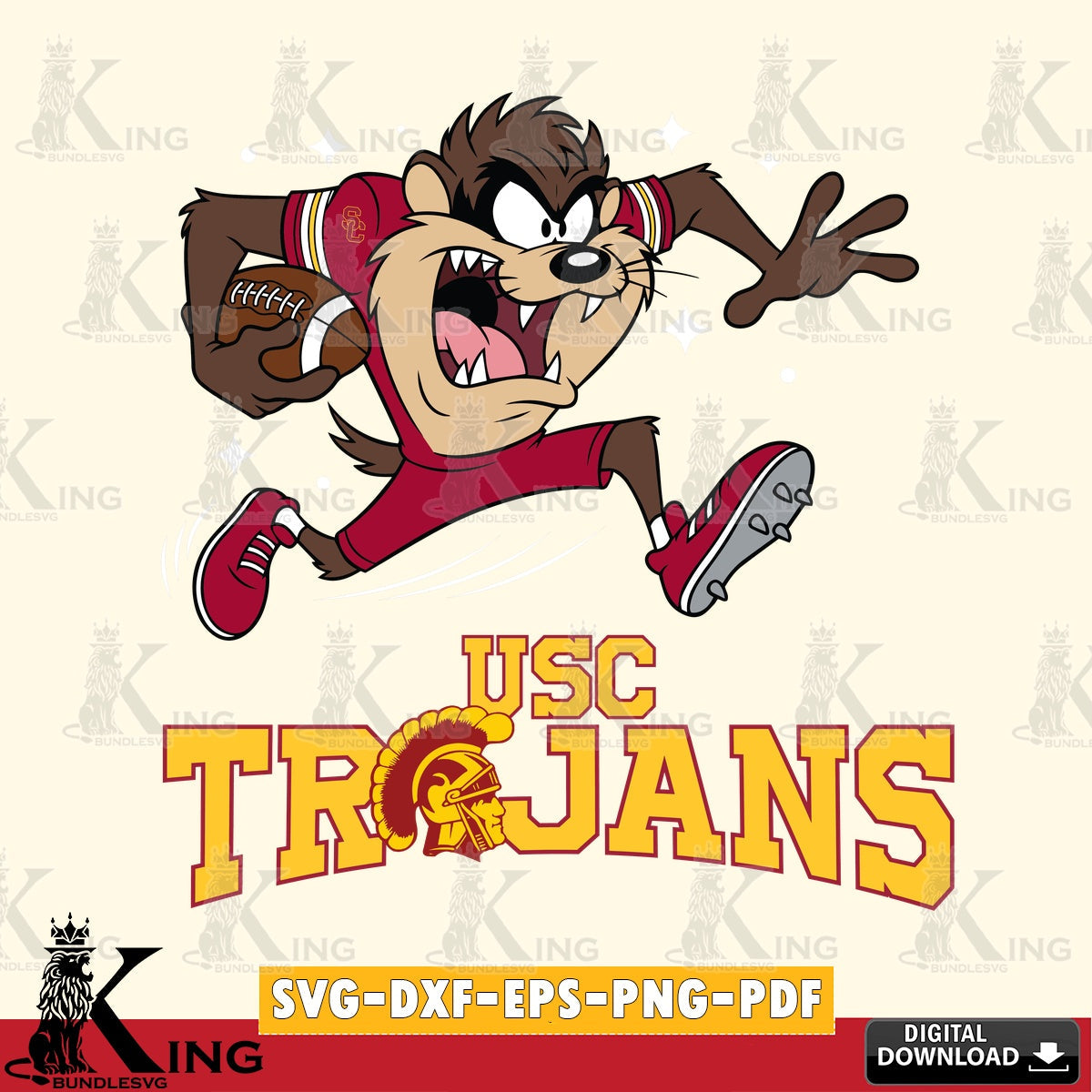 USC Trojans Angry Taz Football SVG file, Cut file , Digital Download , Instant Download, Taz svg, NCAA svg