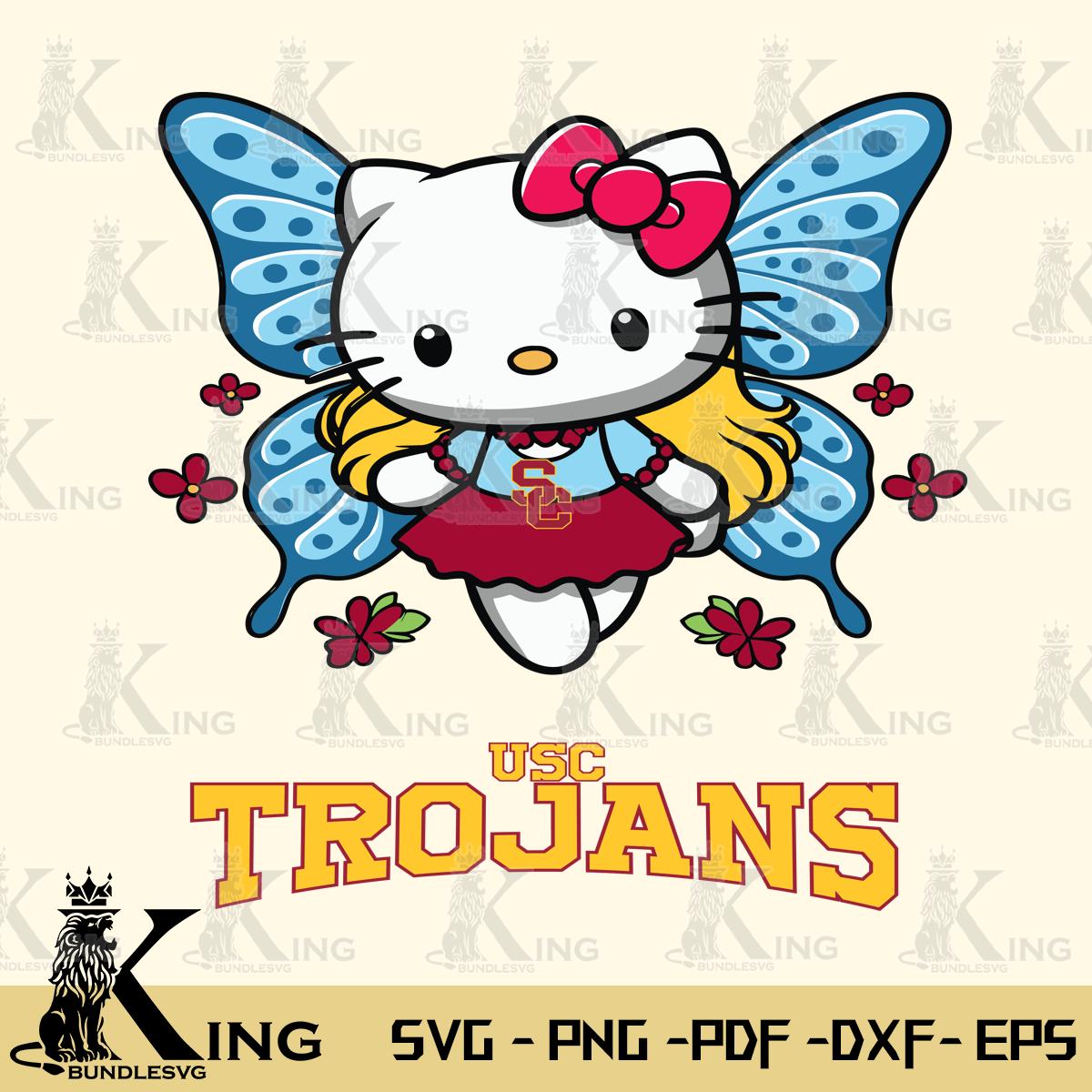 USC Trojans Butterfly Kitty Charm Svg Eps Dxf Png File, Digital Download