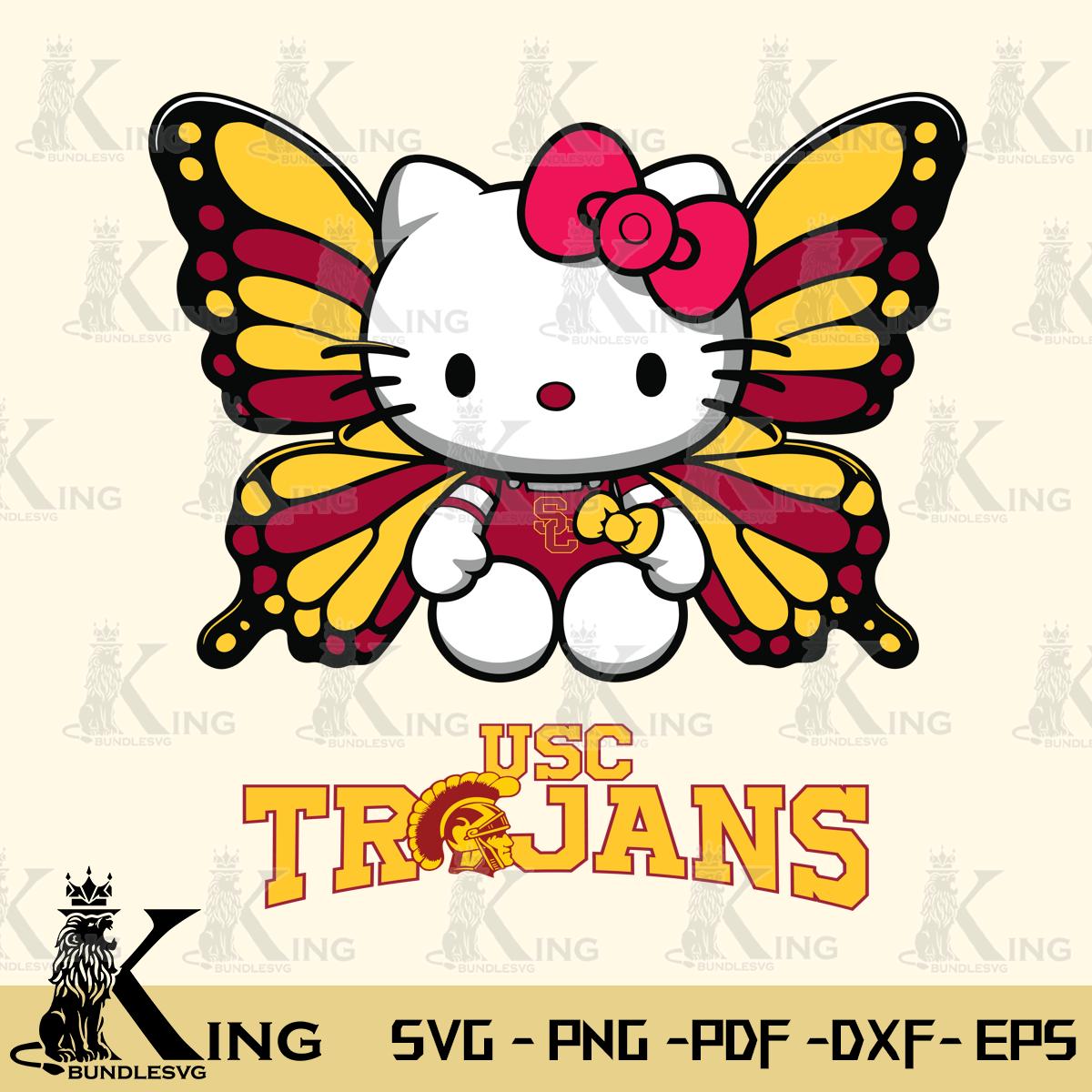 USC Trojans Butterfly Kitty Delight Svg Eps Dxf Png File, Digital Download