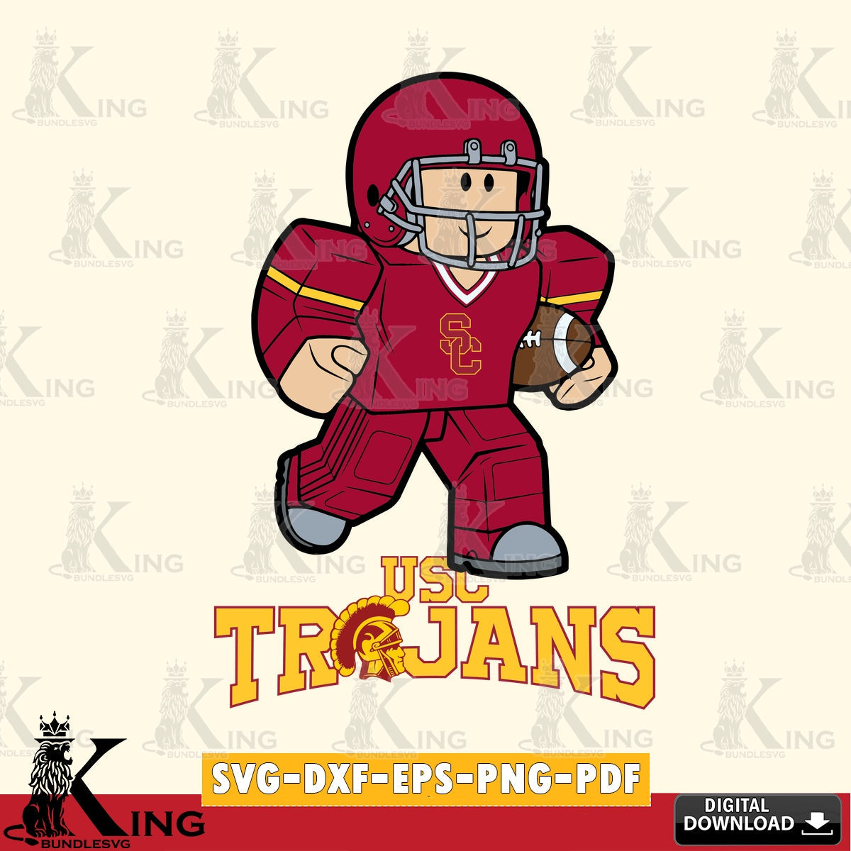 USC Trojans Roblox Player Rugby SVG file , NCAA Cricut, File cut , Digital Download , PDF File