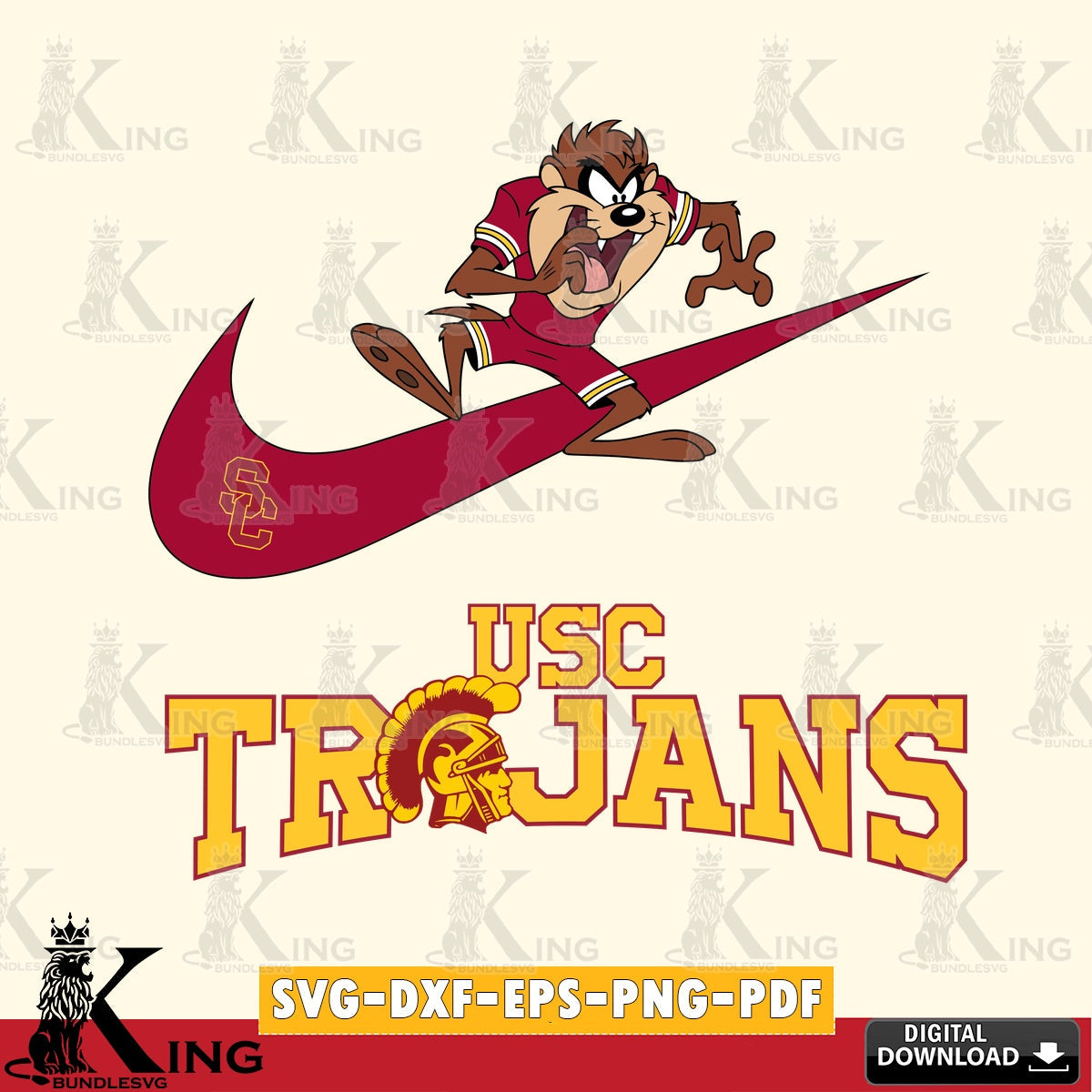 USC Trojans Taz Football Nike SVG file, Cut file , Digital Download , Instant Download, Taz svg, NCAA svg