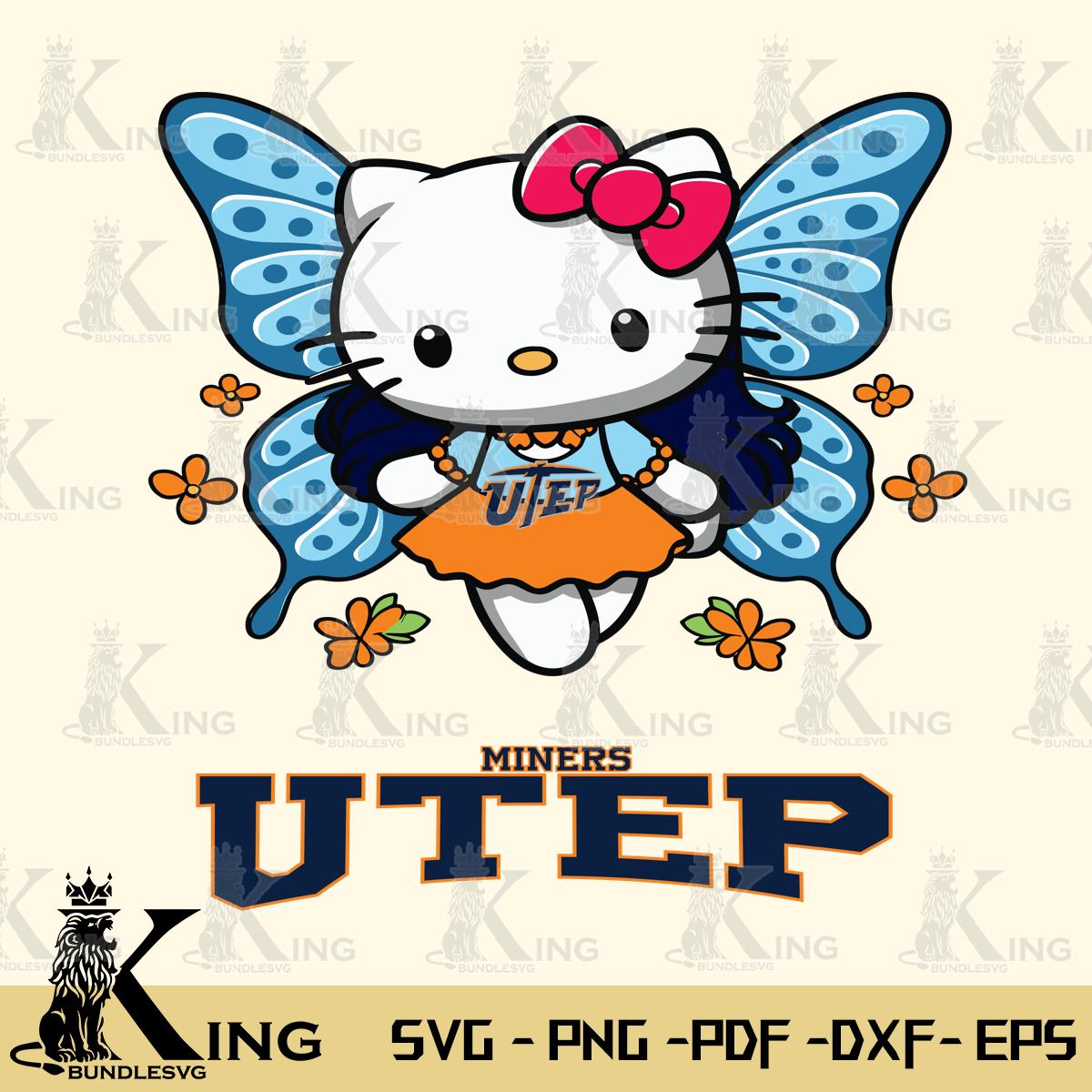 UTEP Miners Butterfly Kitty Charm Svg Eps Dxf Png File, Digital Download