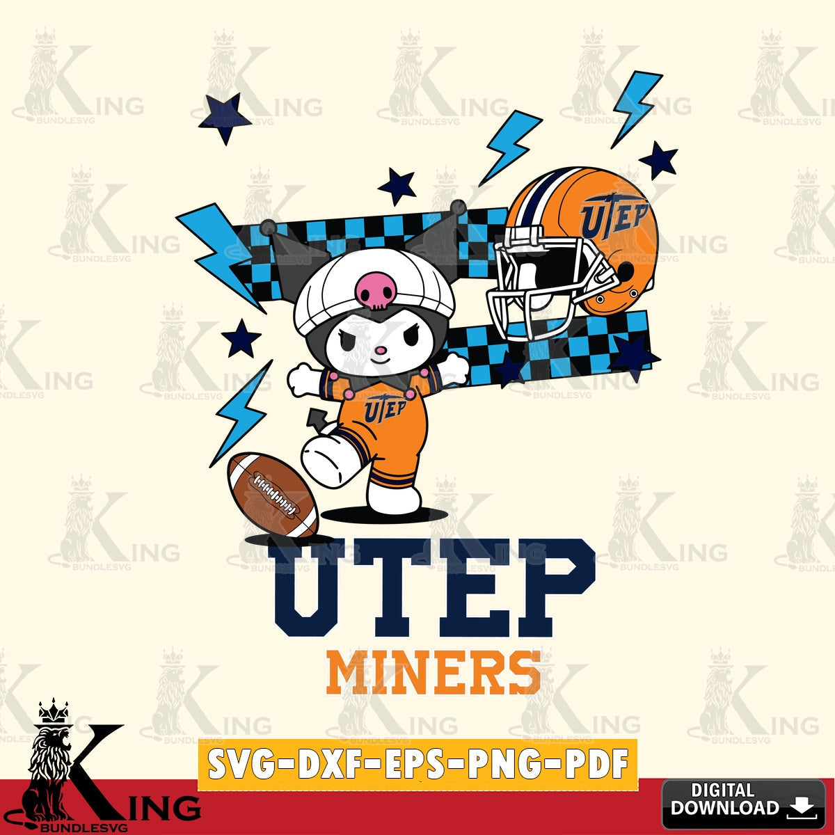 UTEP Miners Kuromi Game Day SVG file, Cricut, Cut file , Digital Download , Instant Download, Sanrio svg, Clipart