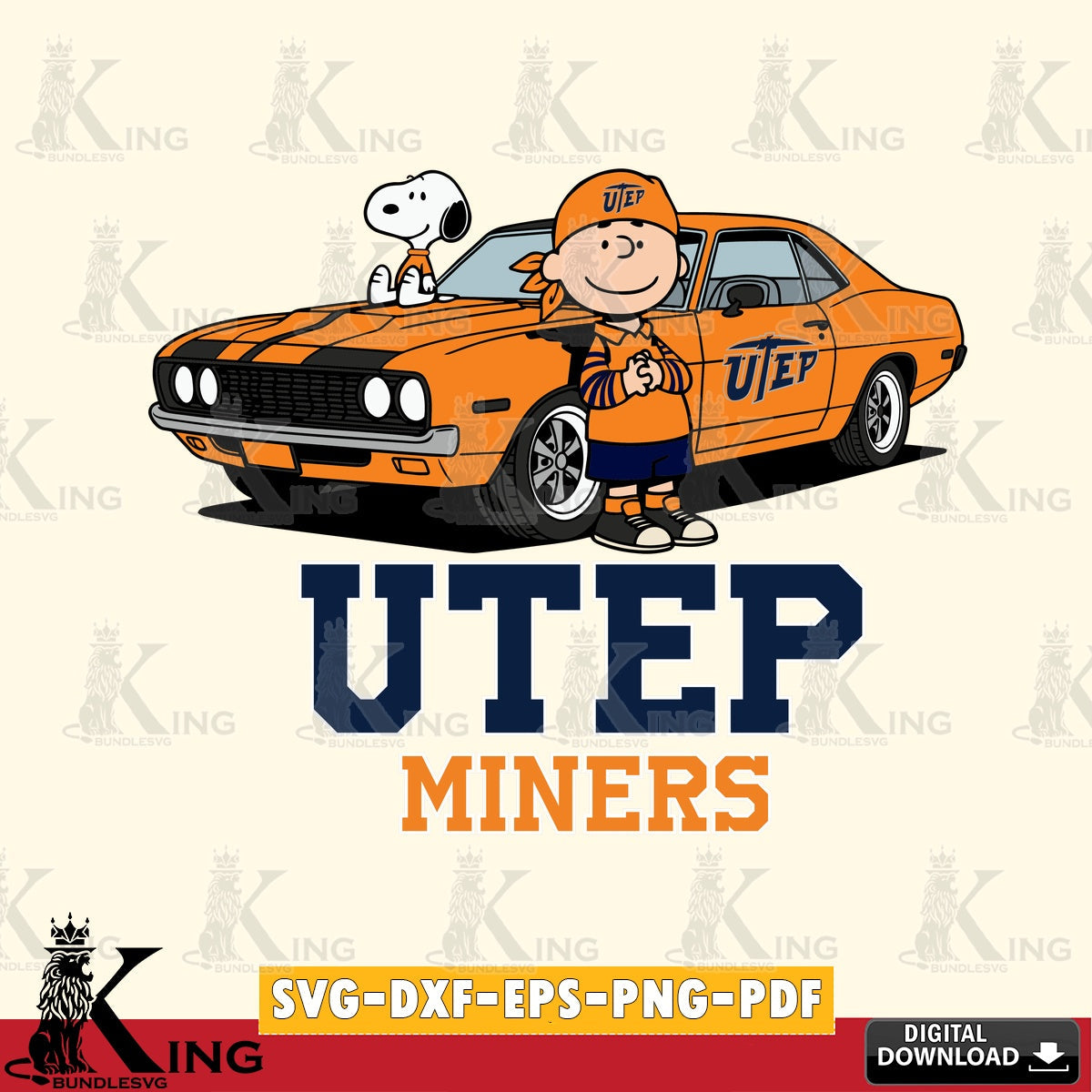 UTEP Miners Peanuts Muscle Car SVG, Cricut, Cut file , Digital Download , Instant Download, Peanuts svg, NCAA svg, Football svg, Sport svg