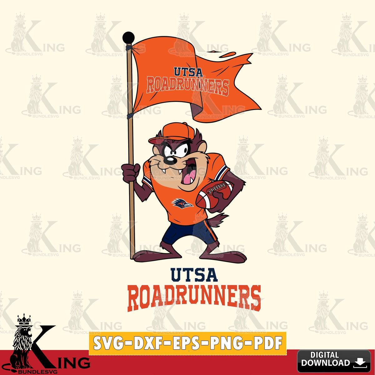 UTSA Roadrunners Football Taz Flag Art SVG file, Cut file , Digital Download , Instant Download, Taz svg, NCAA svg