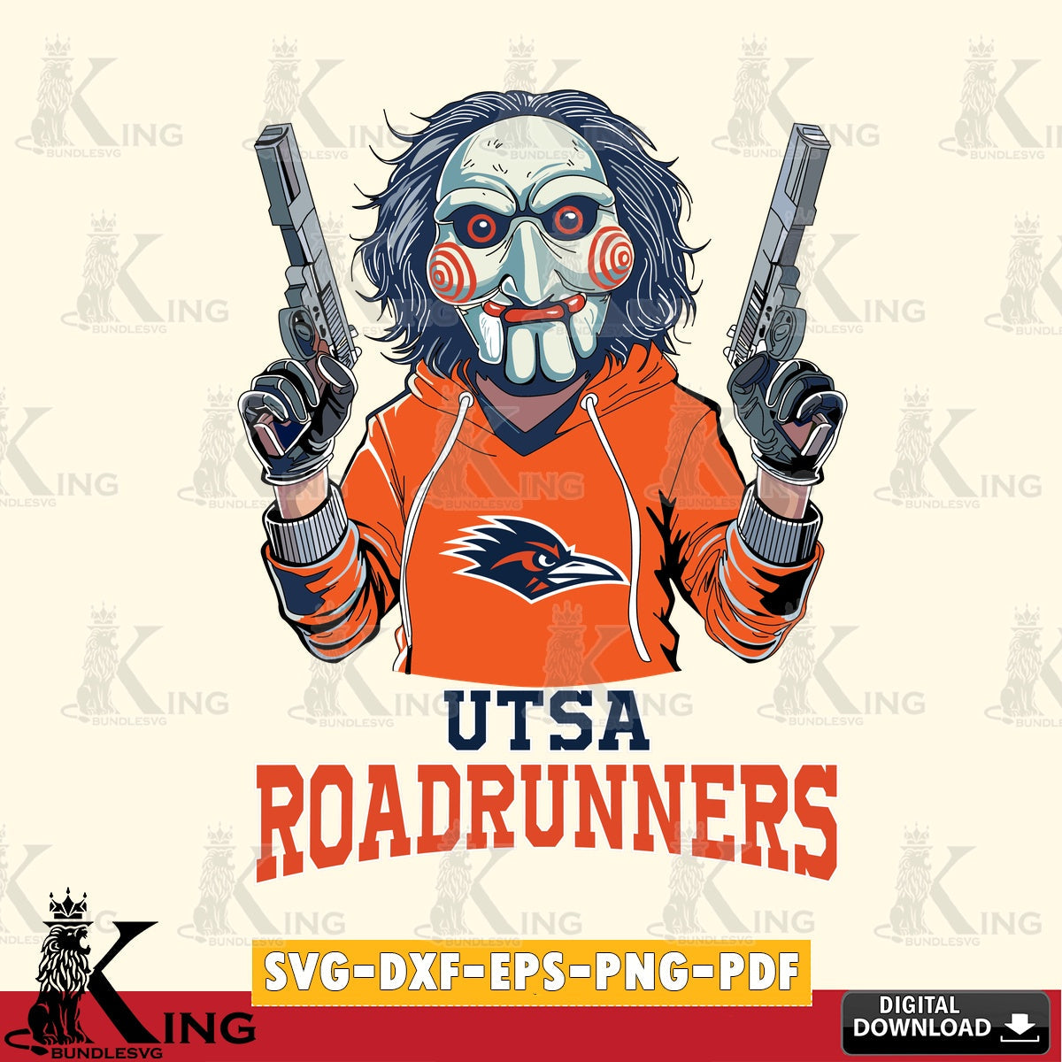 Eye-catching graphic of the UTSA Roadrunners Jigsaw Billy Football, a crafting file for iron-on transfer and vinyl decals.