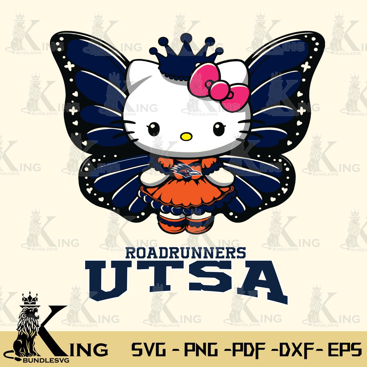 UTSA Roadrunners Kitty Wings & Flowers Svg Eps Dxf Png File, Digital Download