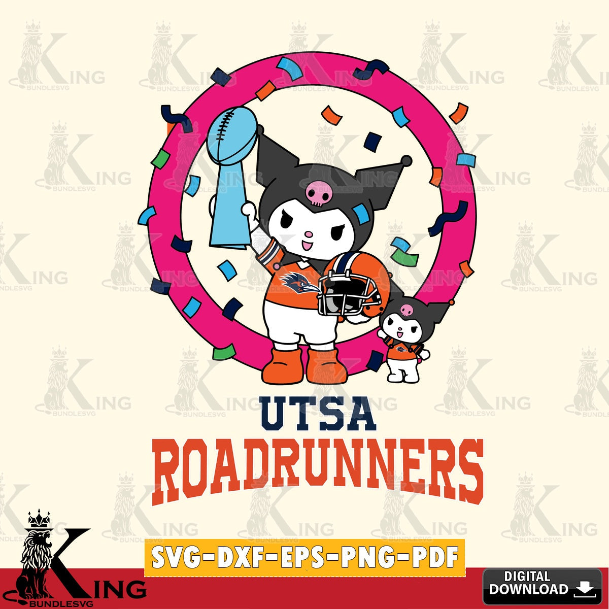 UTSA Roadrunners Kuromi Football Champion SVG file, Cricut, Cut file , Digital Download , Instant Download, Sanrio svg, Clipart