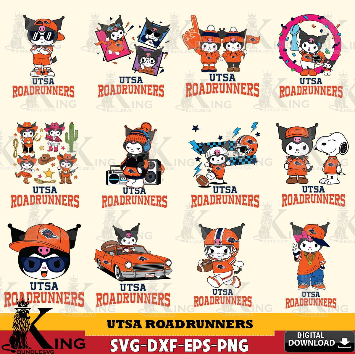 UTSA Roadrunners Kuromi Football Jersey NCAA Bundle SVG file, Cricut, Cut file , Digital Download , Instant Download, Sanrio svg, Clipart