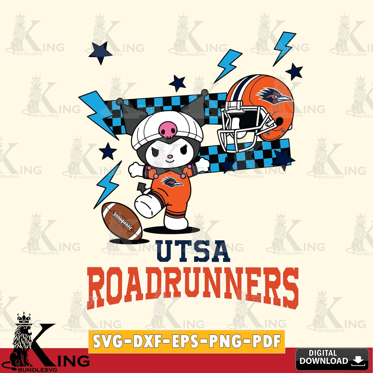 UTSA Roadrunners Kuromi Game Day SVG file, Cricut, Cut file , Digital Download , Instant Download, Sanrio svg, Clipart