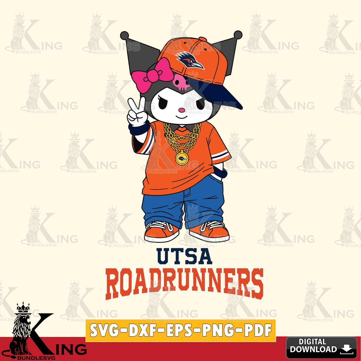 UTSA Roadrunners Kuromi Streetwear Style SVG file, Cricut, Cut file , Digital Download , Instant Download, Sanrio svg, Clipart