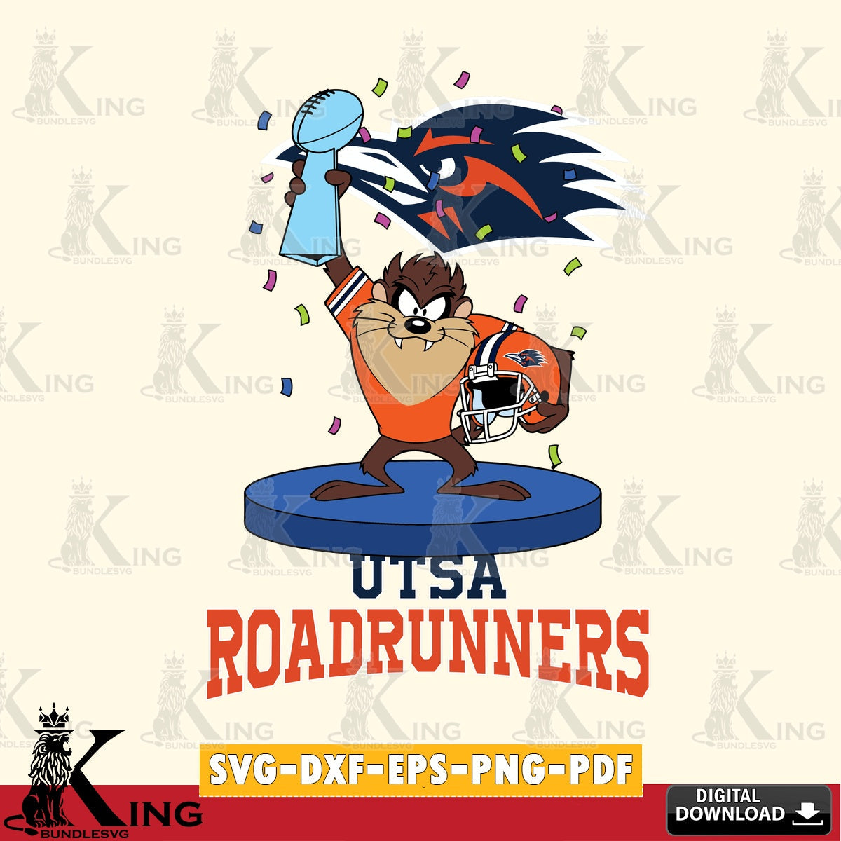UTSA Roadrunners Taz Trophy Podium SVG file, Cut file , Digital Download , Instant Download, Taz svg, NCAA svg