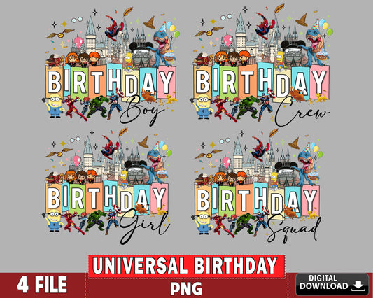 Universal Birthday Squad bundle PNG ,Silhouette, Digital Download, Instant Download