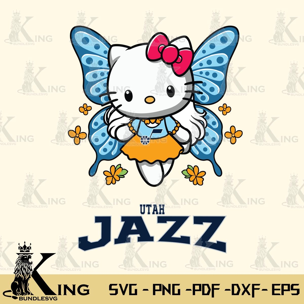 Utah Jazz Butterfly Kitty Charm Svg Eps Dxf Png File, Digital Download