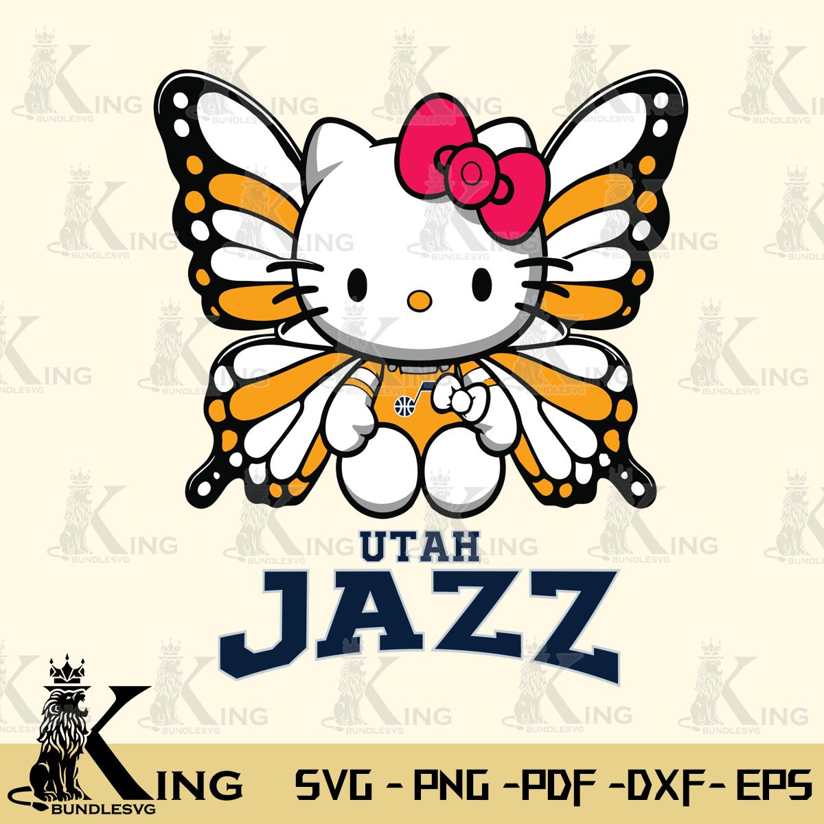 Utah Jazz Butterfly Kitty Delight Svg Eps Dxf Png File, Digital Download