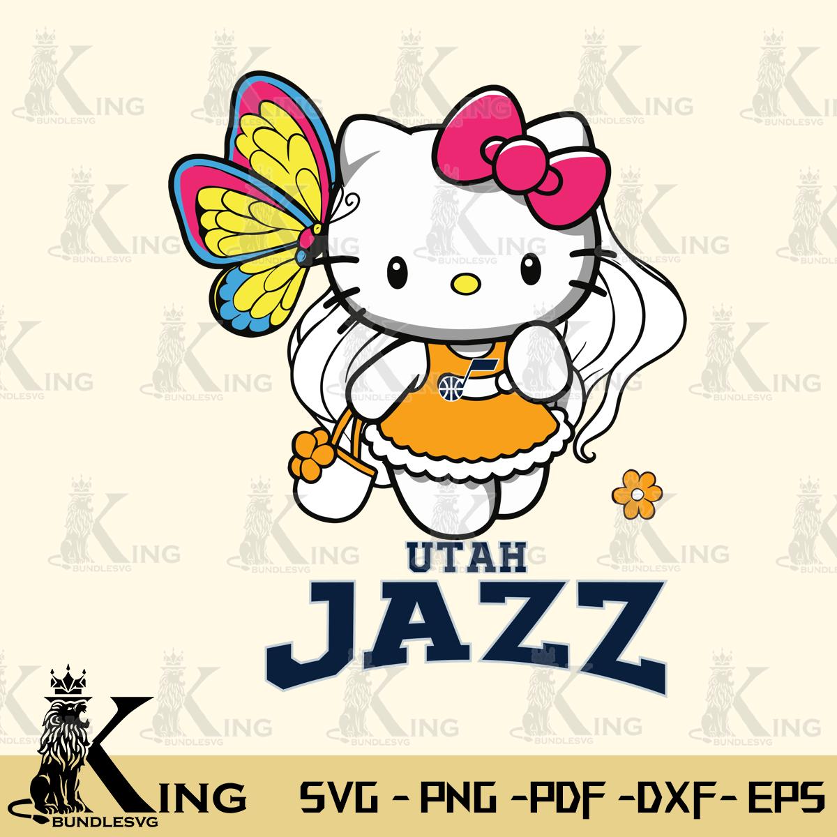 Utah Jazz Kitty Cartoon Svg Eps Dxf Png File, Digital Download