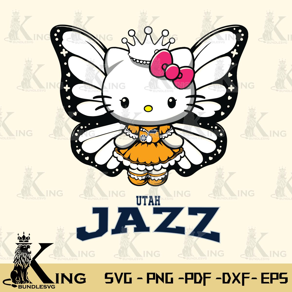 Utah Jazz Kitty Wings & Flowers Svg Eps Dxf Png File, Digital Download