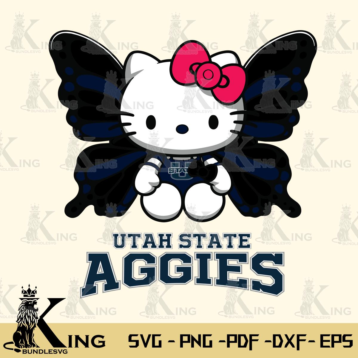Utah State Aggies Butterfly Kitty Delight Svg Eps Dxf Png File, Digital Download