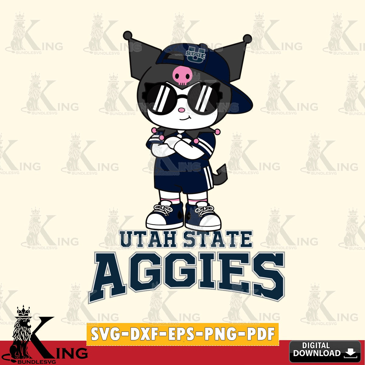 Utah State Aggies Kuromi Football Jersey SVG file, Cricut, Cut file , Digital Download , Instant Download, Sanrio svg, Clipart