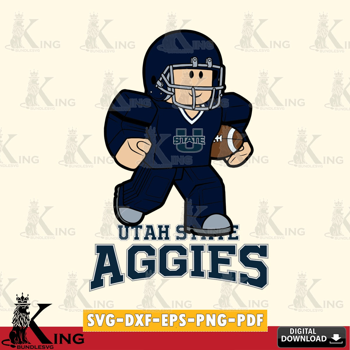 Utah State Aggies Roblox Player Rugby SVG file , NCAA Cricut, File cut , Digital Download , PDF File
