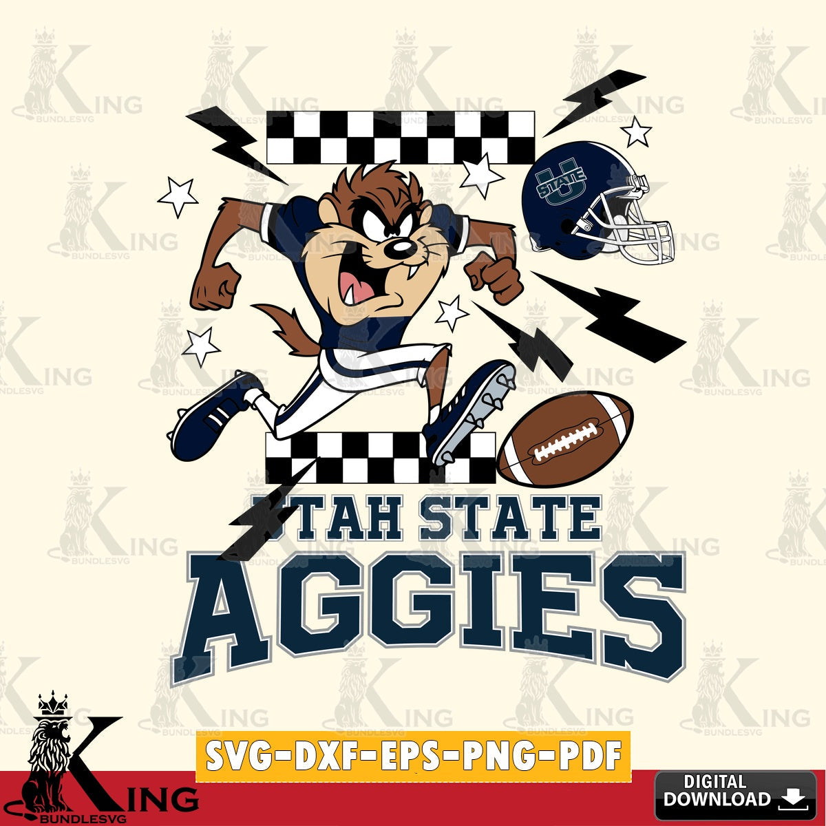 Utah State Aggies Taz Football Lightning SVG file, Cut file , Digital Download , Instant Download, Taz svg, NCAA svg
