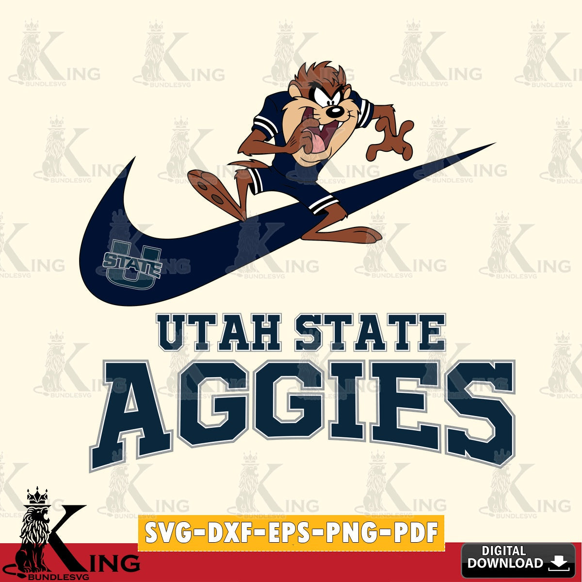 Utah State Aggies Taz Football Nike SVG file, Cut file , Digital Download , Instant Download, Taz svg, NCAA svg