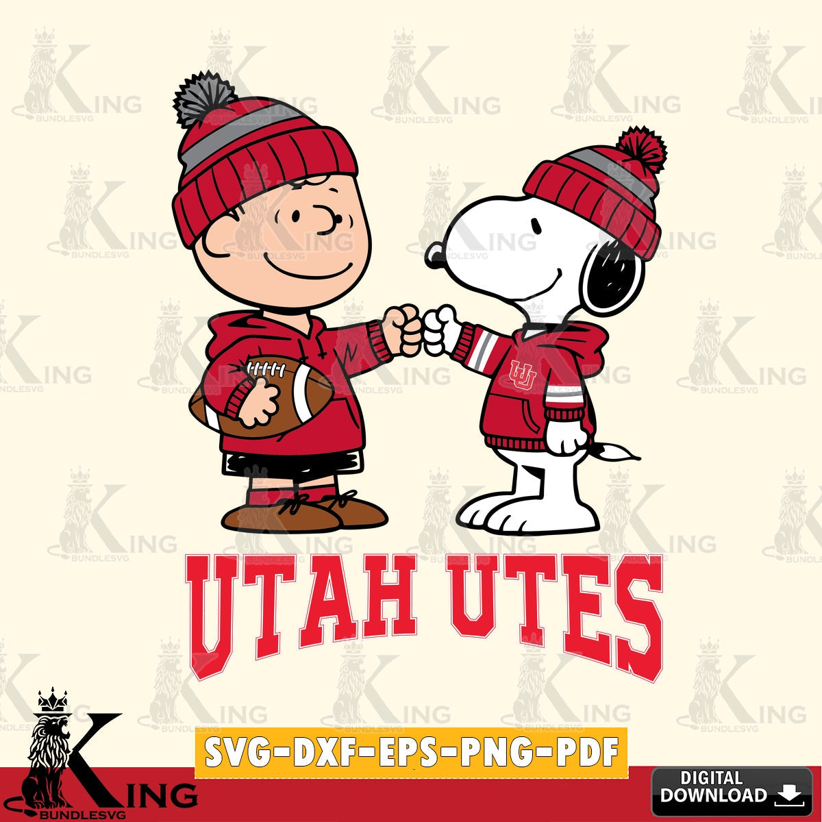 Utah Utes CharlieBrown Football Fist Bump SVG, Cricut, Cut file , Digital Download , Instant Download, Peanuts svg, NCAA svg, Football svg, Sport svg