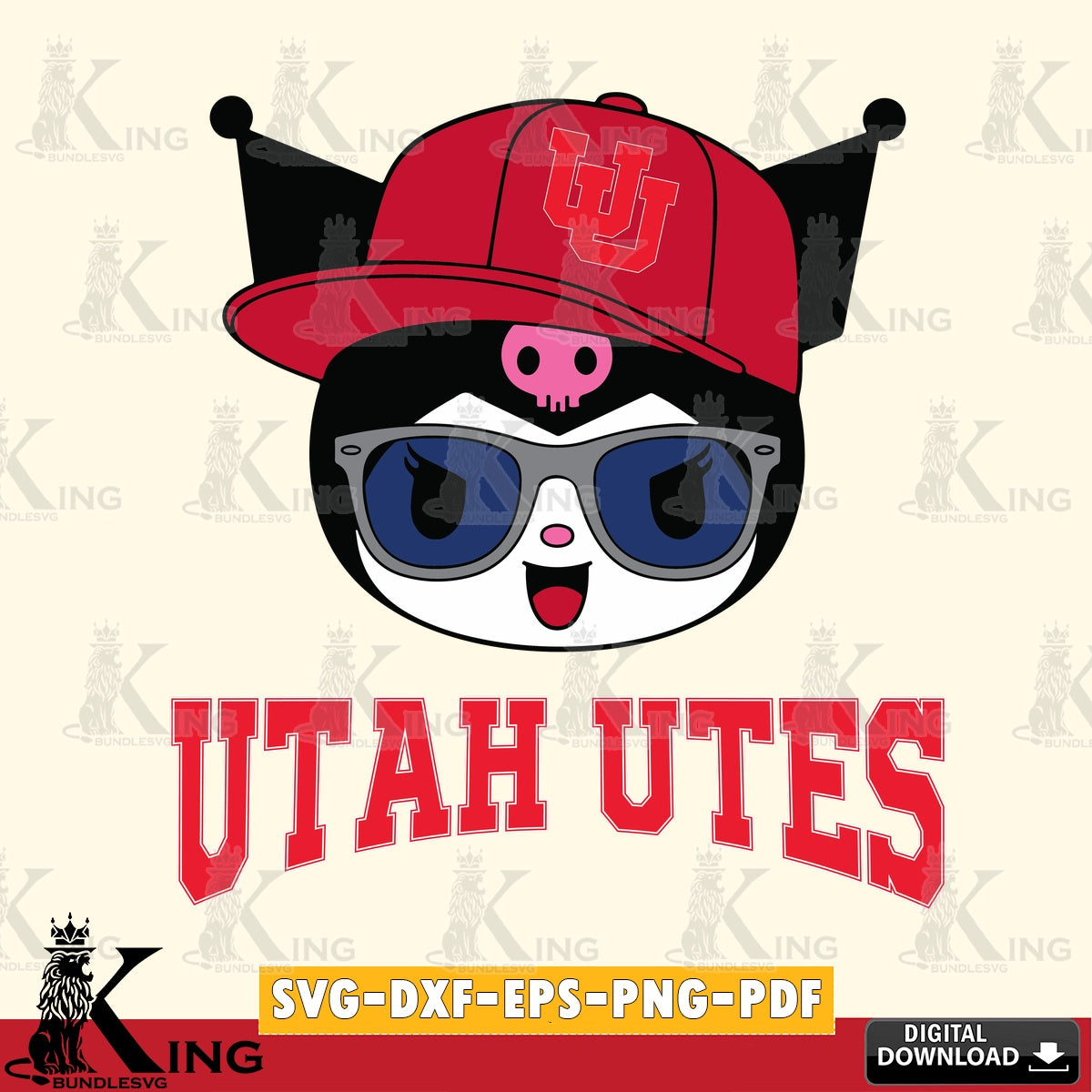 Utah Utes Kuromi Football Cool SVG file, Cricut, Cut file , Digital Download , Instant Download, Sanrio svg, Clipart