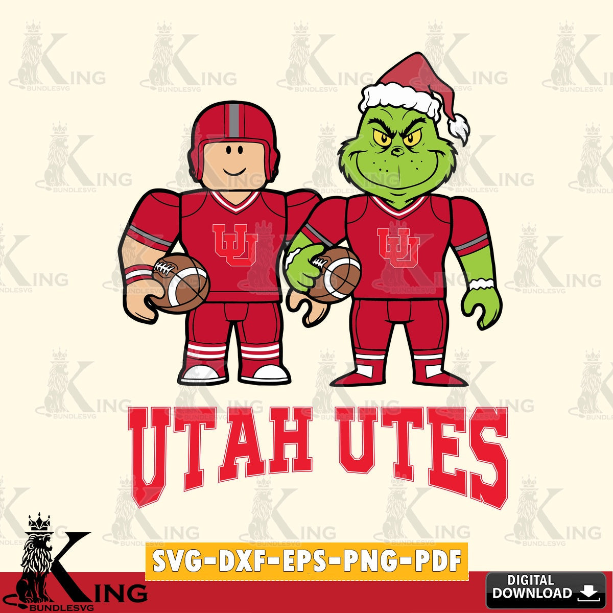 Utah Utes Roblox & Grinch Football SVG file , NCAA Cricut, File cut , Digital Download , PDF File