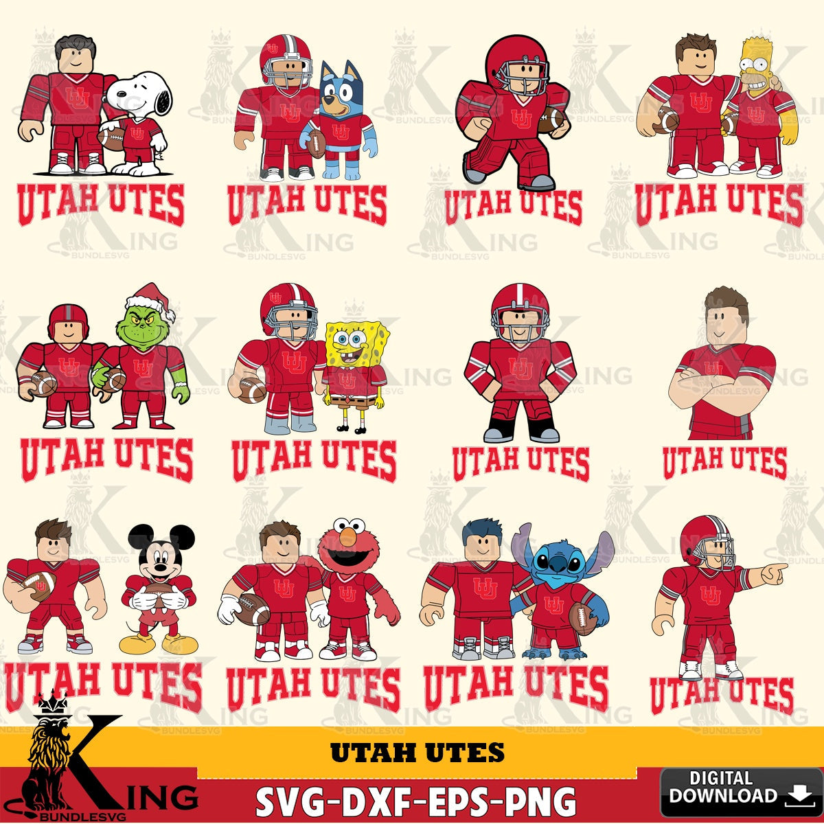 Utah Utes Roblox With Friends football NCAA Bundle SVG file , NCAA Cricut, File cut , Digital Download , PDF File