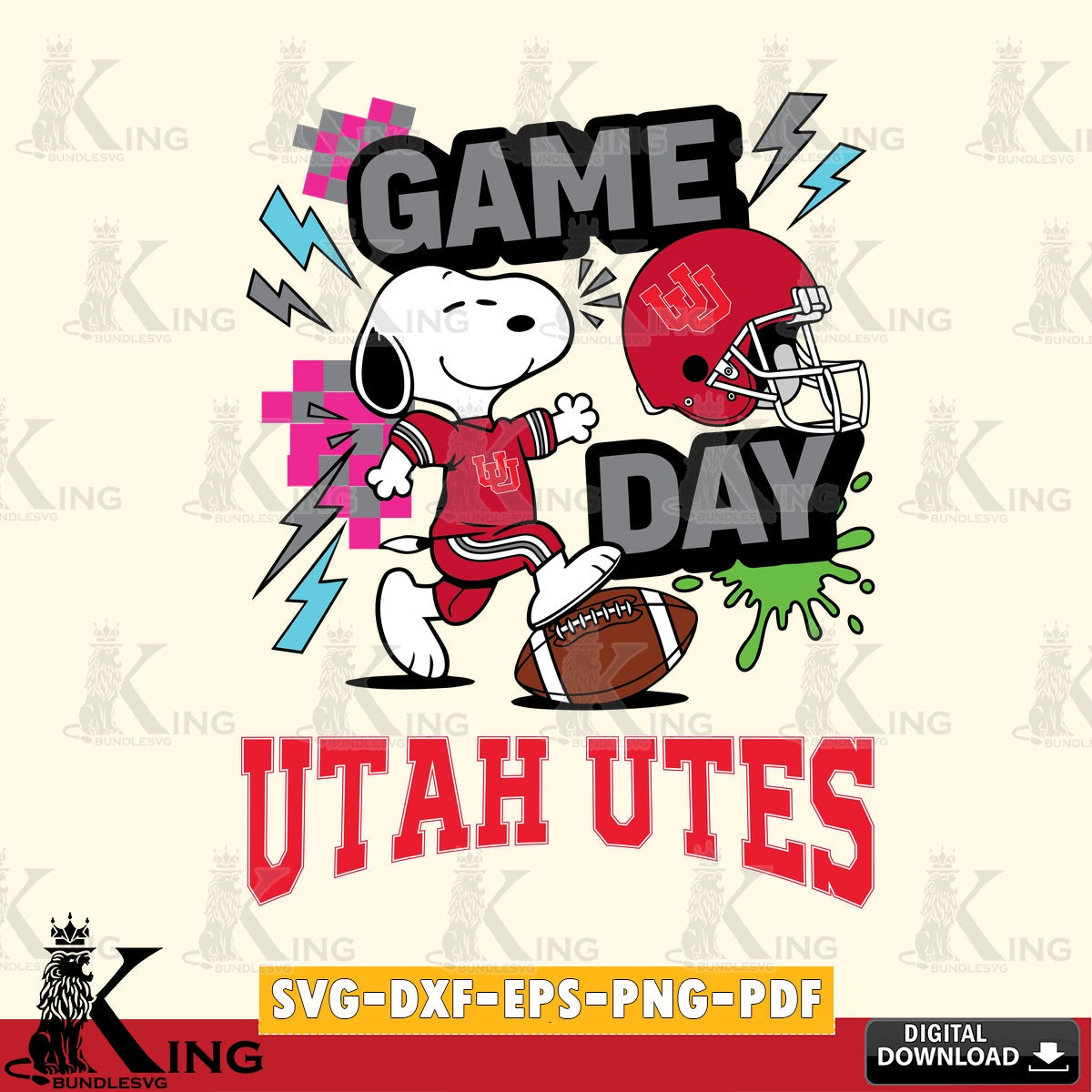 Utah Utes Snoopy Game day SVG, Cricut, Cut file , Digital Download , Instant Download, Peanuts svg, NCAA svg, Football svg, Sport svg